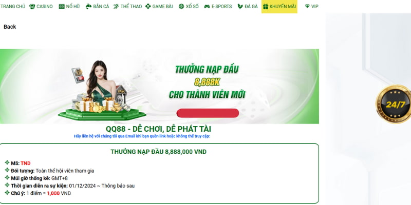 Khuyến Mãi QQ88 - Cập Nhật Ưu Đãi Mới Trên Toàn Hệ Thống 1 Khuyến mãi QQ88 dành cho những ai mới đăng ký và nạp lần đầu